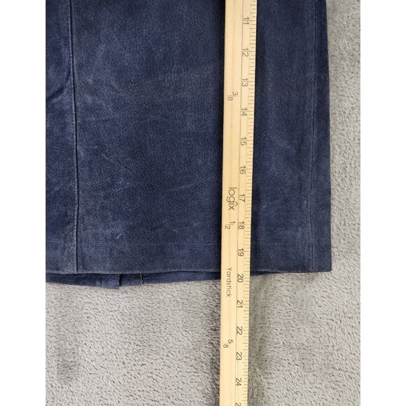 Passports Vest Skirt Set Womens Medium Blue Leather Full Zip Vintage Knee Length - Picture 8 of 16